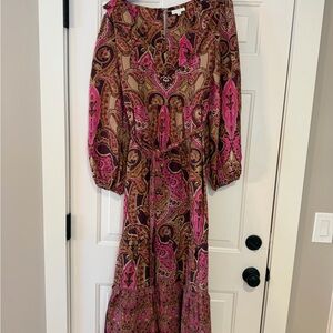 Vibrant Long Sleeve Paisley Dress
